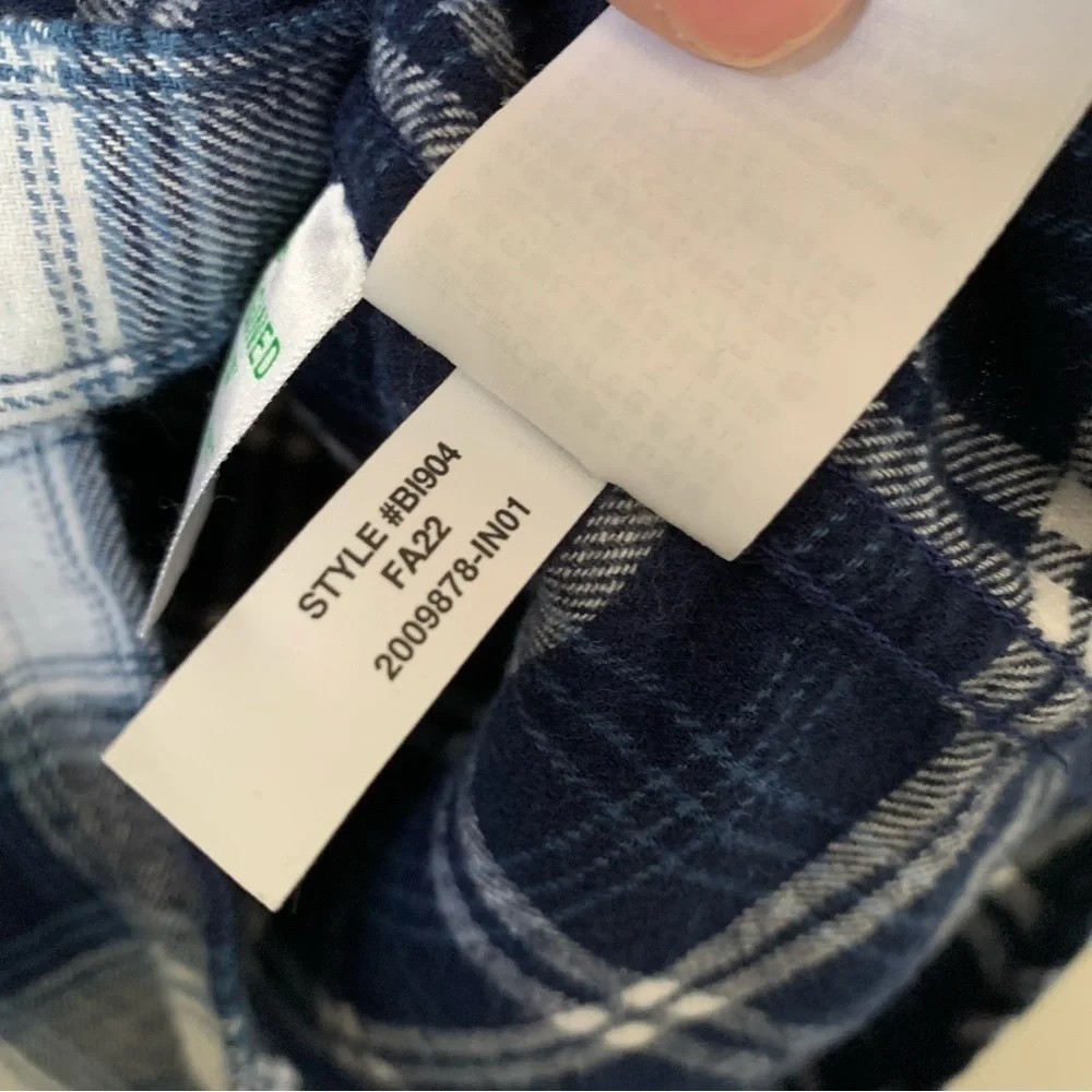 J Crew Blue Plaid Split Pattern Flannel Shirt